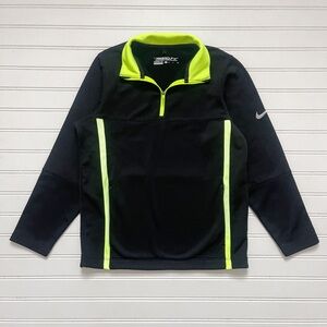 NIKE GOLF EUC/LN Black w/ Volt Accents Therma-Fit 1/4 Zip Pullover